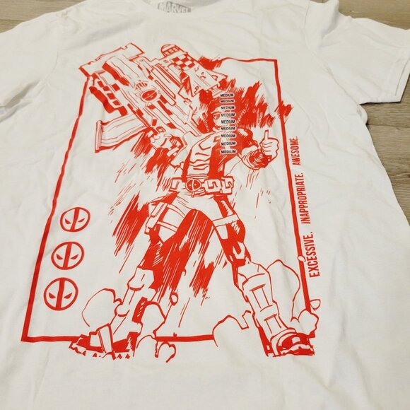 Marvel Deadpool Thumbs Up T-Shirt Tee Men’s Size M White Red - Picture 2 of 4